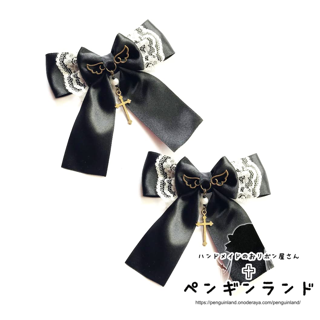 トーションレース ダブルリボン ベビーヘアクリップ ヘアピン ヘアゴム 髪飾り Amazon.co.jp: （小野寺屋/ペンギンランド）【ヘアクリップ／左右2個